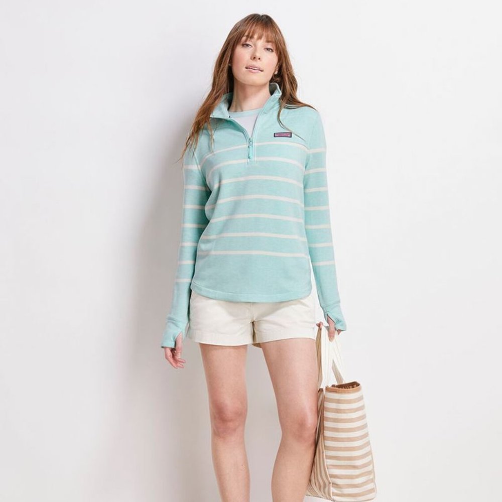 Vineyard Vines Striped Quarter-zip Pullover Sweater | Size S